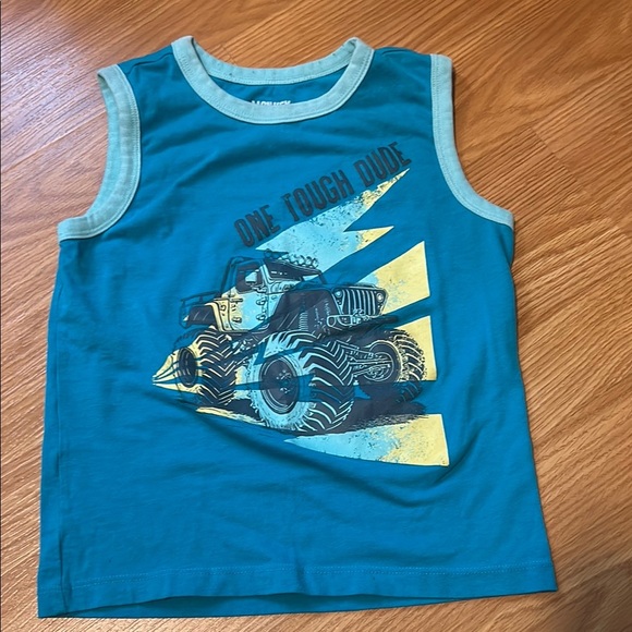 Kids Blue Monster Truck Sleeveless Shirt - Picture 1 of 4